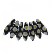 Czech Glass Daggers kralen 5x16mm Jet marea dots matted